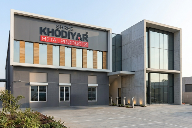 Exterior view of the Shree Khodiyar Metal Products manufacturing facility in Jamnagar